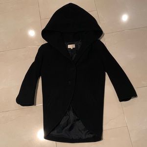 Gently Worn - Hi-Lo Wool Coat w/ Hood - Black